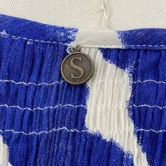 Soft Surroundings Midi Sun Dress Beaded Embroidered Boho Print Blue Small Petite - Picture 8 of 10